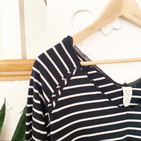 Free People Tangerine Stripe Tee black white sz XS - Picture 3 of 9